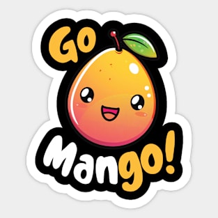 Kawaii Mango Pun Go Mango Sticker